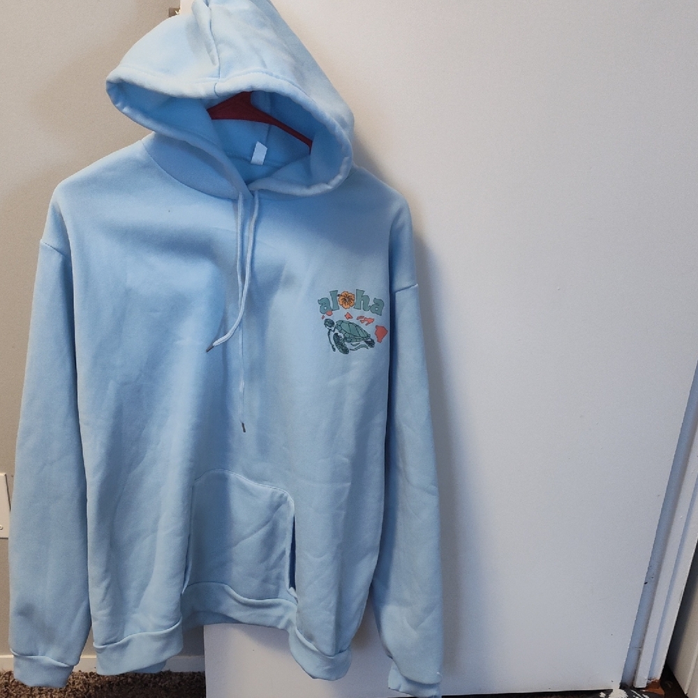 SHEIN Light Blue Graphic Hoodie